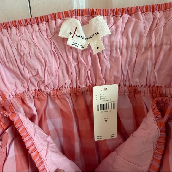 Anthropologie Pink and Orange Gingham Top, Size M - Picture 4 of 11